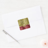 Rood goud olijf damast bruiloft vierkante sticker (Envelop)