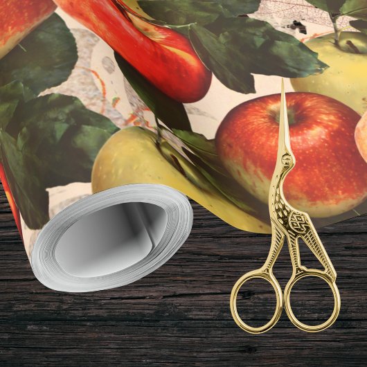 Rood Goud Oogst Apple Patroon - Leraar Gift Idee Cadeaupapier