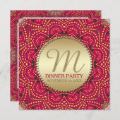 Rood+Goud Oost-Boheemse Indische Dinnerparty Kaart (Voorkant / Achterkant)