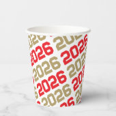 Rood & Goud op Wit Klasse Jaar Afstuderen Papieren Bekers (Achterkant)