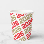 Rood & Goud op Wit Klasse Jaar Afstuderen Papieren Bekers (Voorkant)