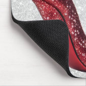 Rood & Goud op zilver High Heel Schoen | Muismat (Hoek)