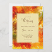 Rood, goud, oranje, groene inkttrouwuitnodigingen save the date (Voorkant)