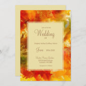Rood, goud, oranje, groene inkttrouwuitnodigingen save the date (Voorkant / Achterkant)