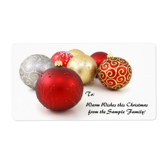 Rood, Goud Ornament Custom Christmas Gift Label La (Voorkant)