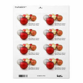 Rood, Goud Ornament Custom Christmas Gift Label La (Full Sheet)