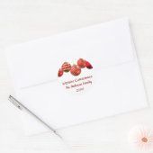 Rood & Goud Ornament Kerstfeest Ronde Sticker (Envelop)