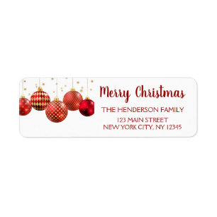 Rood & Goud Ornament Kerstvakantie Etiket