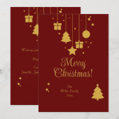 Rood Goud Ornament Modern Christmas Feestdagenkaart (Voorkant / Achterkant)