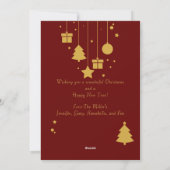 Rood Goud Ornament Modern Christmas Feestdagenkaart (Achterkant)