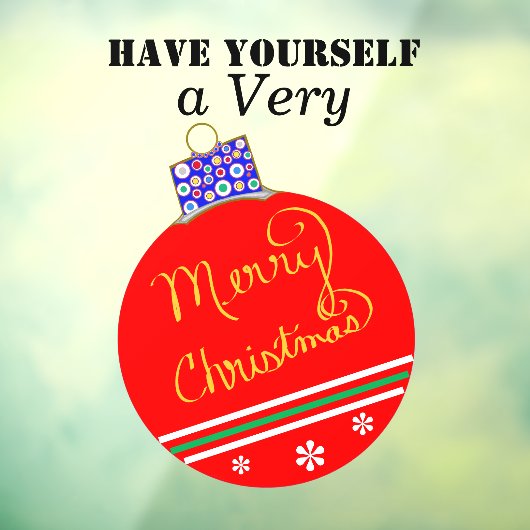 Rood Goud Ornamenten Bal Merry Christmas Stripes Raamsticker (Vel 3)