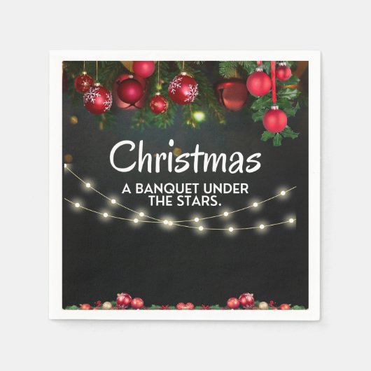 ROOD Goud Ornamenten Vrolijk kerstfeest Servet (Voorkant)