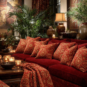 Rood & Goud Paisley Patroon Worp - Kamerontwerp Deken