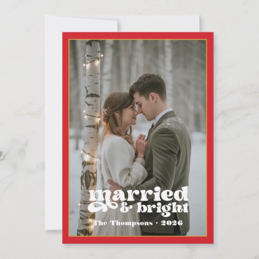 Rood & Goud Passen getrouwd Kerst Feestdagenkaart (Voorkant)