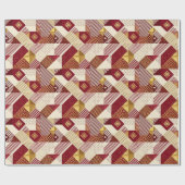 Rood & Goud Patchwork Kerst Inpakpapier (Vlak)