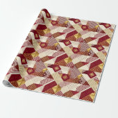 Rood & Goud Patchwork Kerst Inpakpapier (Uitgerold)