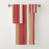 Rood Goud Pinstripe Kerstpatroon#28 ID1009 Bad Handdoek (Insitu)