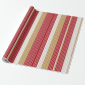 Rood Goud Pinstripe Kerstpatroon#28 ID1009 Cadeaupapier (Uitgerold)