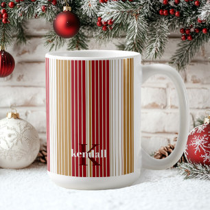 Rood Goud Pinstripe Kerstpatroon#28 ID1009 Koffiemok