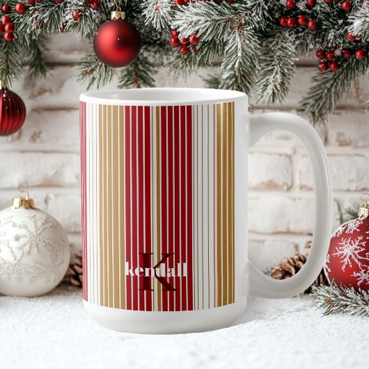 Rood Goud Pinstripe Kerstpatroon#28 ID1009 Koffiemok