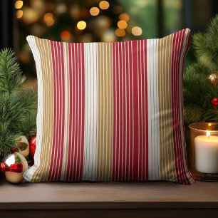 Rood Goud Pinstripe Kerstpatroon#28 ID1009 Kussen
