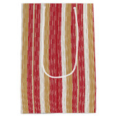Rood Goud Pinstripe Kerstpatroon#28 ID1009 Medium Cadeauzakje (Achterkant)