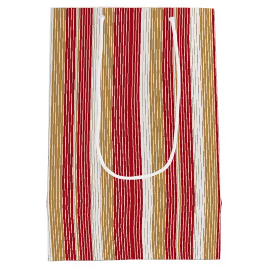 Rood Goud Pinstripe Kerstpatroon#28 ID1009 Medium Cadeauzakje (Achterkant)
