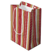 Rood Goud Pinstripe Kerstpatroon#28 ID1009 Medium Cadeauzakje (Achterkant Gekanteld)