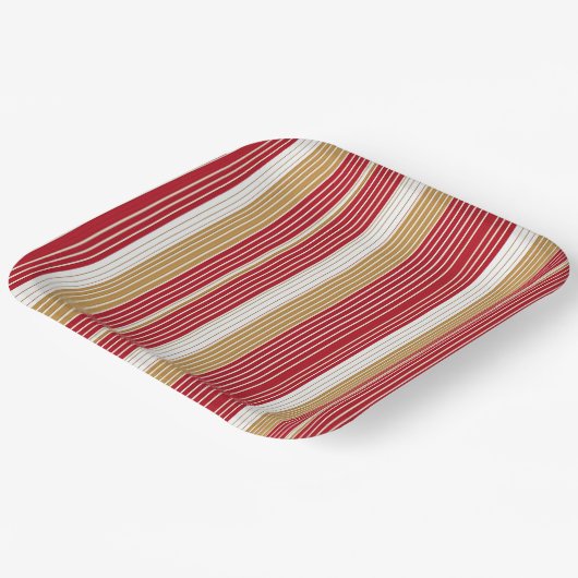 Rood Goud Pinstripe Kerstpatroon#28 ID1009 Papieren Bordje (Gebogen)