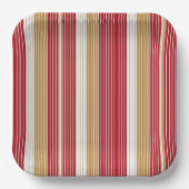 Rood Goud Pinstripe Kerstpatroon#28 ID1009 Papieren Bordje (Voorkant)
