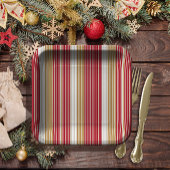 Rood Goud Pinstripe Kerstpatroon#28 ID1009 Papieren Bordje