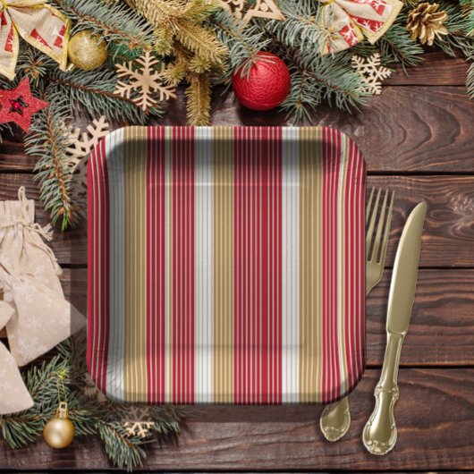 Rood Goud Pinstripe Kerstpatroon#28 ID1009 Papieren Bordje