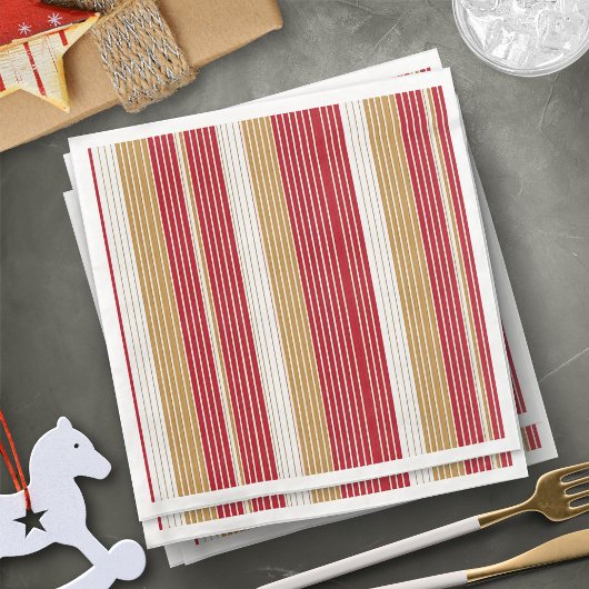 Rood Goud Pinstripe Kerstpatroon#28 ID1009 Servet