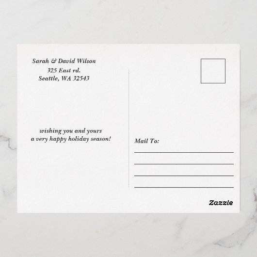 Rood Goud Plaid 6 foto's Collage Kerstmis Folie Feestdagen Briefkaart (Achterkant)