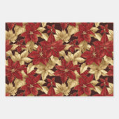 Rood Goud  Poinsettias Kerst Inpakpapier Vel (Voorkant 3)