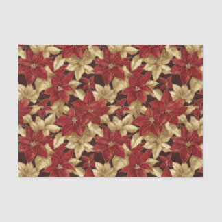 Rood Goud Poinsettias Vintage Kerstmis Tissuepapier