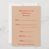 Rood goud populaire Aziatische kleuren Trouwkaart Kaart (Achterkant)