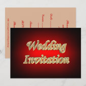 Rood goud populaire Aziatische kleuren Trouwkaart Kaart (Voorkant / Achterkant)