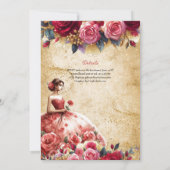 Rood Goud Quinceanera Jurk  Perkament Thema Kaart (Achterkant)