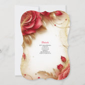 Rood Goud Quinceanera Jurk Receptie Kaart (Achterkant)