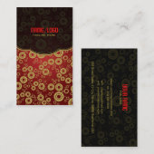 Rood & Goud Retro Cirkel Willekeurig Patroon Visitekaartje (Voorkant / Achterkant)