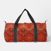 Rood Goud Retro Patroon Duffel Bag Plunjezak (Voorkant)