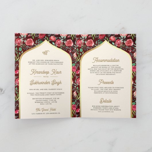 Rood Goud Rozen Bloemen Alles in een Sikh Bruiloft (Binnen)