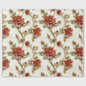 Rood Goud Rozen  Cadeaupapier (Vlak)