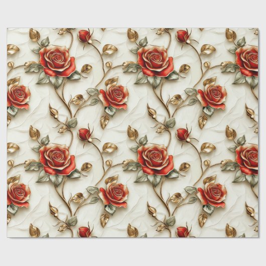 Rood Goud Rozen  Cadeaupapier (Vlak)