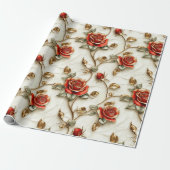 Rood Goud Rozen  Cadeaupapier (Uitgerold)