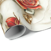 Rood Goud Rozen  Cadeaupapier (Rol Hoek)