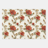 Rood Goud Rozen  Inpakpapier Vel (Voorkant)