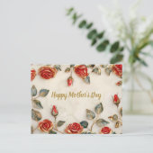 Rood Goud Rozen  Moederdag Feestdagenkaart (Staand voorkant)