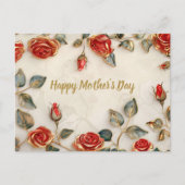 Rood Goud Rozen  Moederdag Feestdagenkaart (Voorkant)
